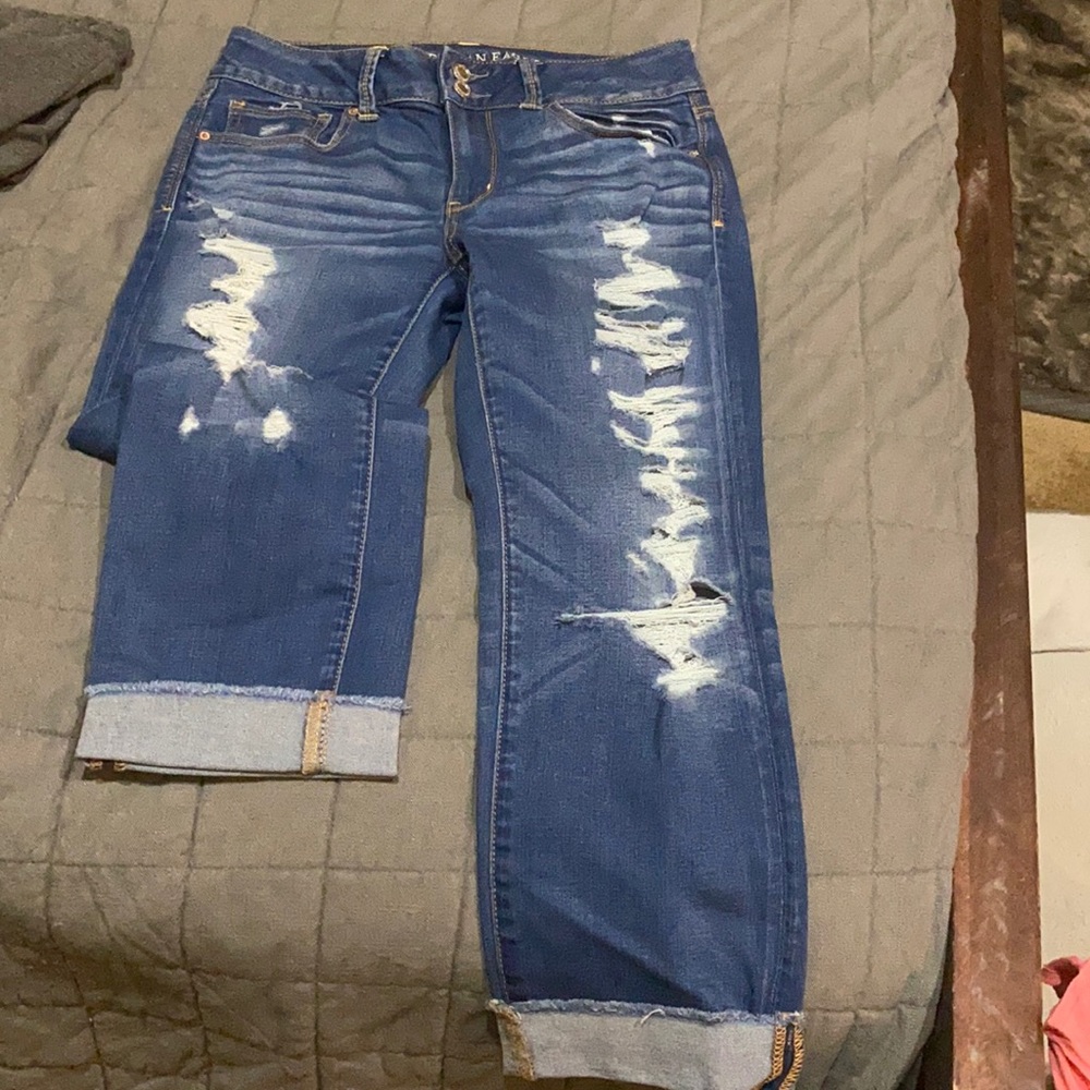 Size 10, Artist Crop, distressed jegging